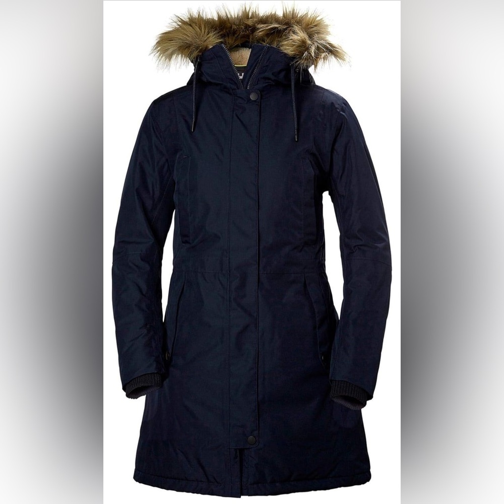 Helly Hansen Women's Navy Ski Jacket with Faux Fur Trim